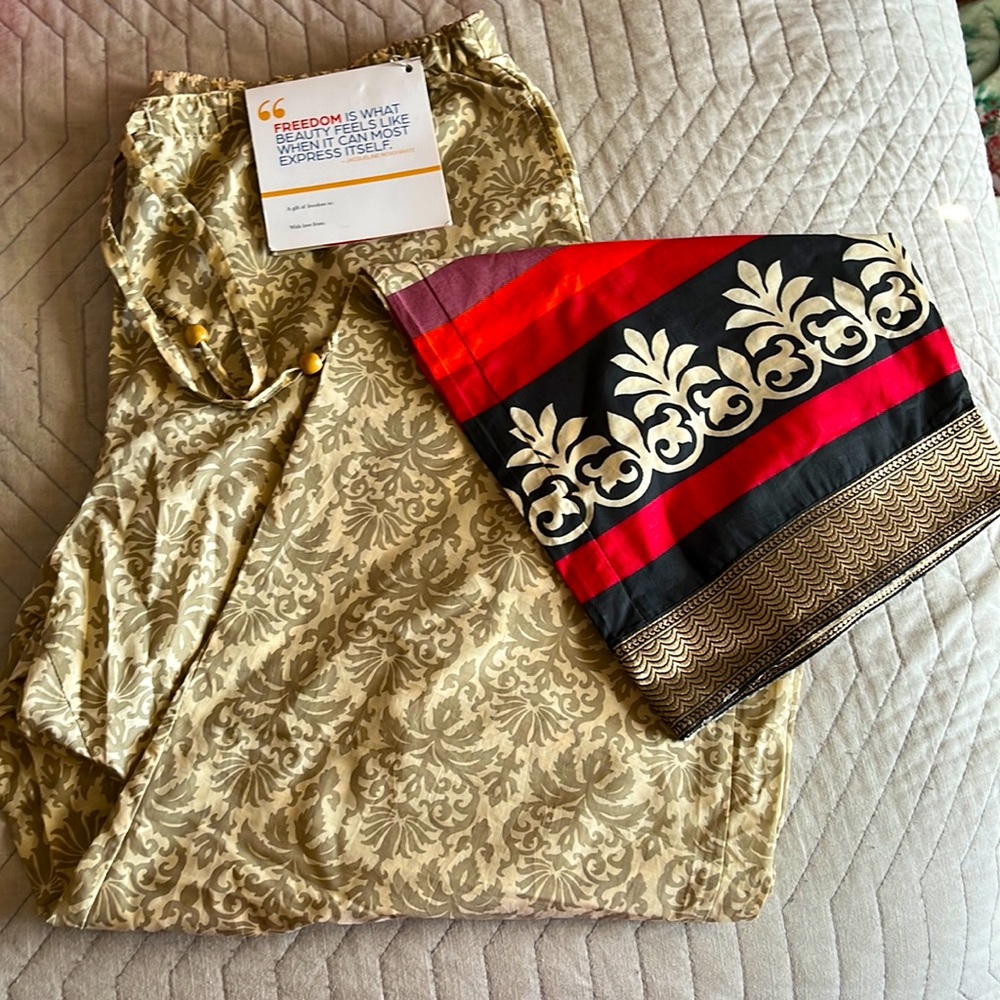 NWT Sudara Punjammies Fair Trade cotton pants XL with elastic waistband